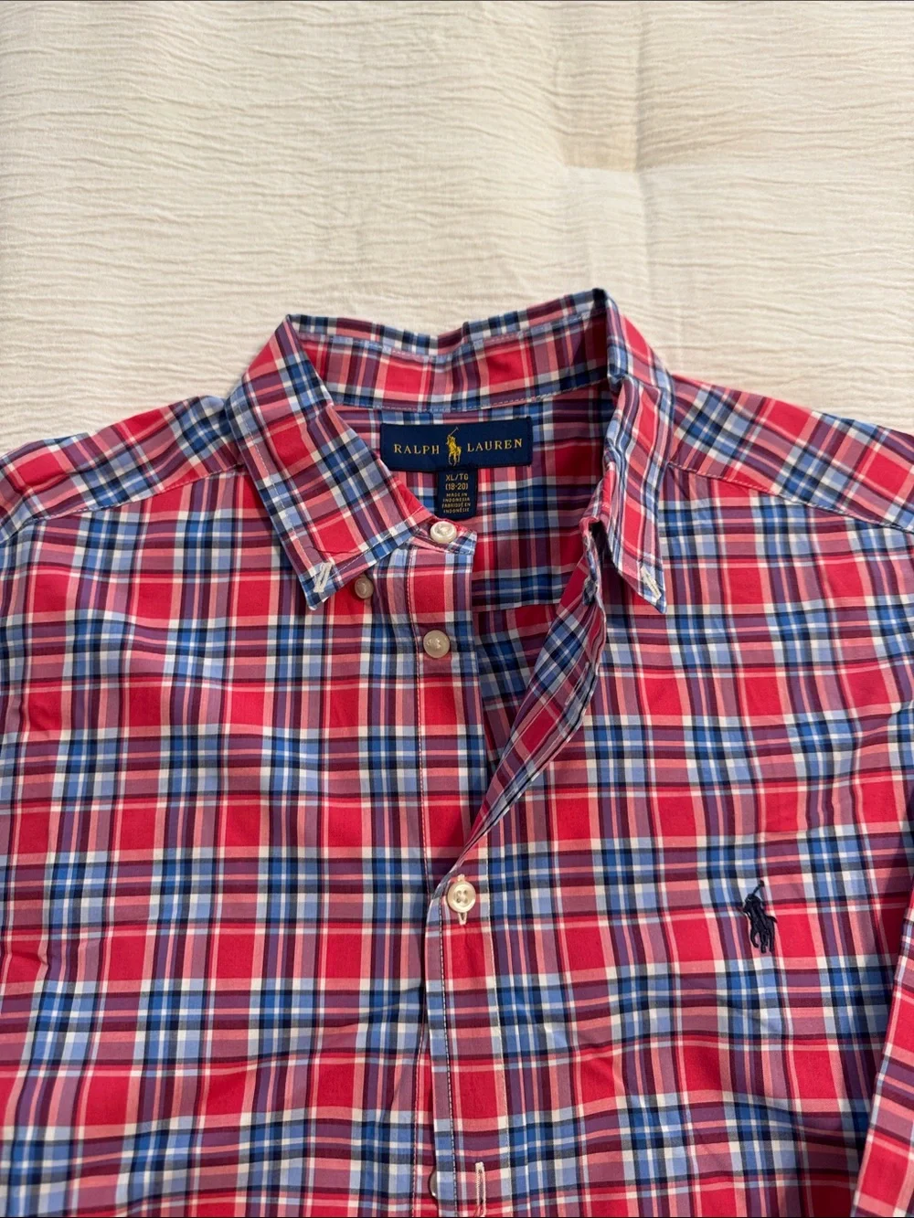 Ralph Lauren Red and Blue Plaid Button-Down Shirt